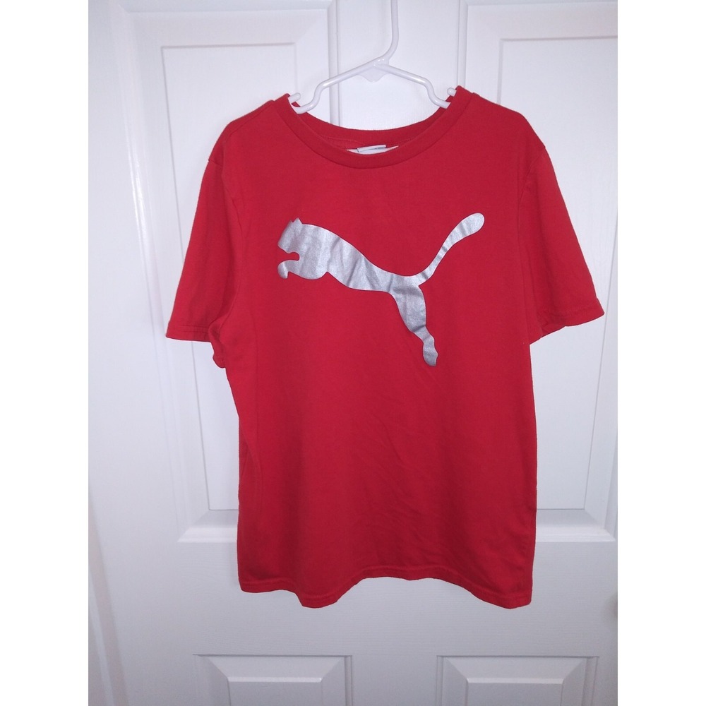 Girls Size 10/12 Medium Puma Red With Silver T-Shirt Top Logo